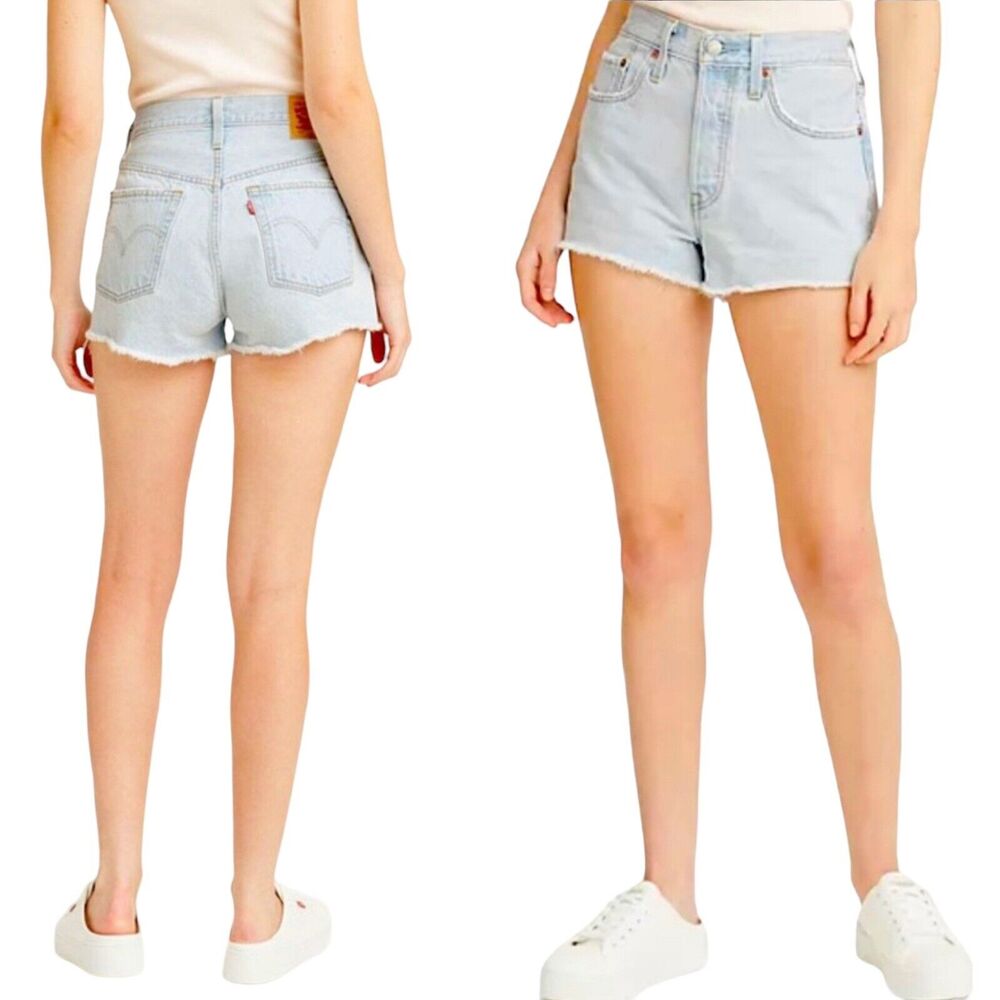 Women's Levi's 501 Original High Rise Jean Shorts Ojai Lake Blue Size 31 (12)